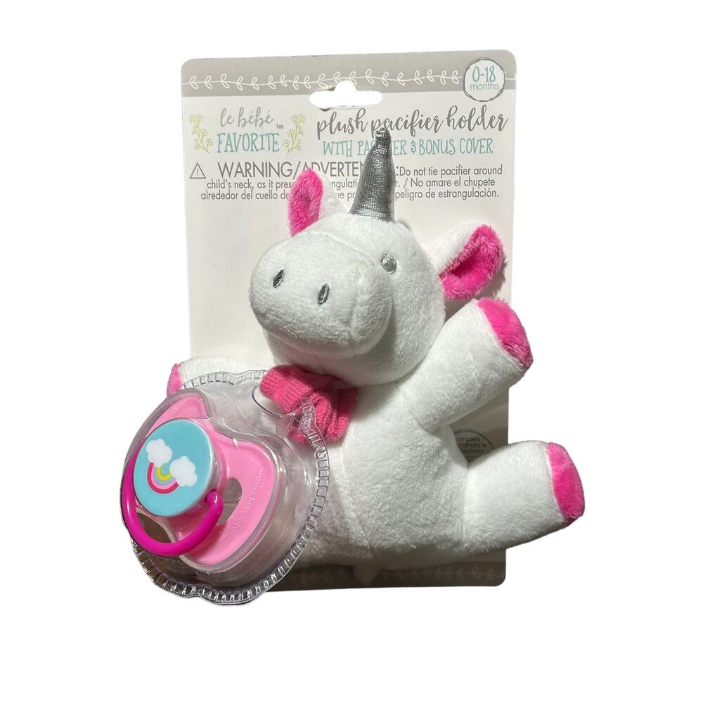 Unicorn Plush Pacifier Holder & Ortho Pacifier with Cover 0-18 months